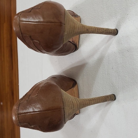 LAMB Vero Cuoio Womens Brown Leather Stilettos Peep Toe Size 6.5 GUC - Picture 7 of 12